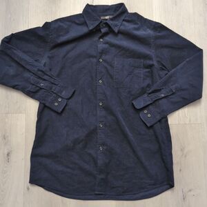 Uniqlo Corduroy Shirt Men's XL Dark Navy Long Sleeved Button Down Casual Shirt